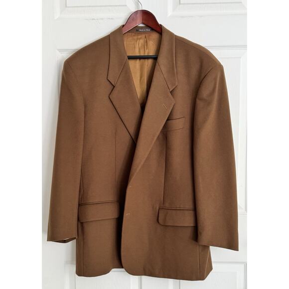 MARIO ZEGNA Lubiam Men's Tan Orange Brown Wool Cashmere Blend Blazer 58L - Picture 11 of 11